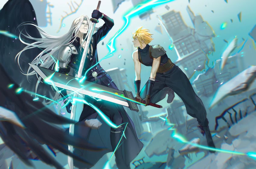 cloud strife and sephiroth (final fantasy and 2 more) drawn by xianyu314