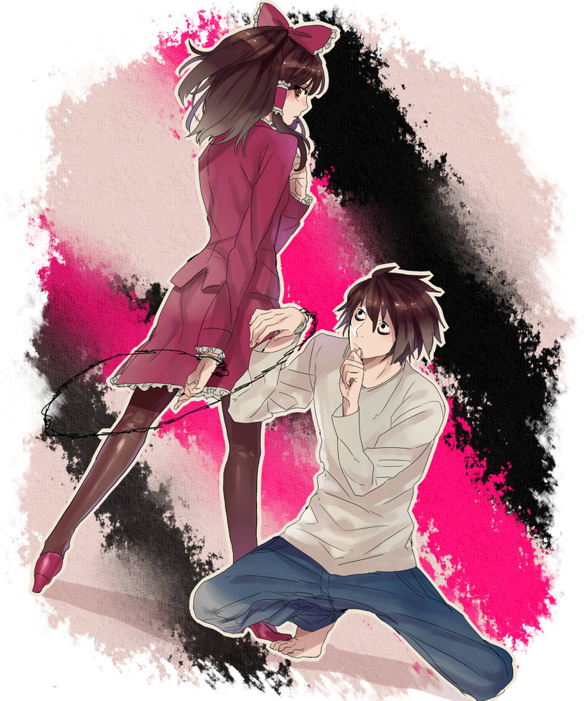hakurei reimu and l (touhou and 3 more) drawn by inseki_tarou