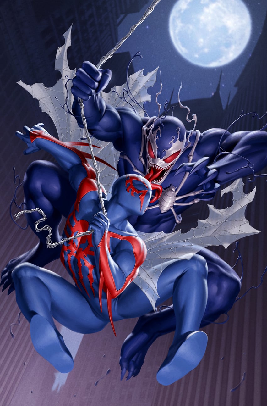 miguel o'hara and spider-man (marvel and 1 more) drawn by yoon_junggeun