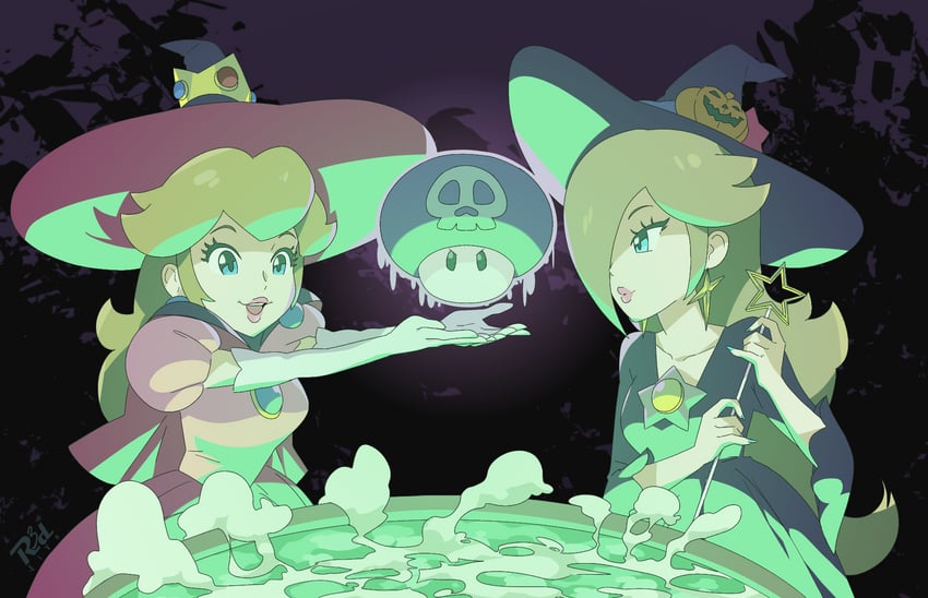 princess peach and rosalina (mario and 2 more) drawn by r3dfive