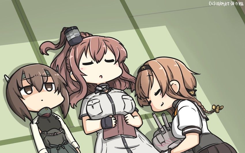 taihou, saratoga, teruzuki, chou-10cm-hou-chan, saratoga mk ii, and 1 more (kantai collection) drawn by hamu_koutarou