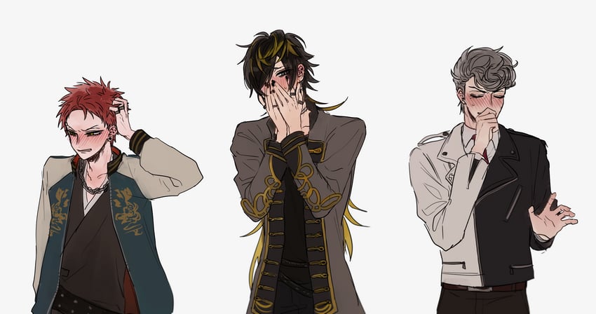 harai kuko, amaguni hitoya, and aimono jyushi (hypnosis mic) drawn by zy_(dondokodo-mu)