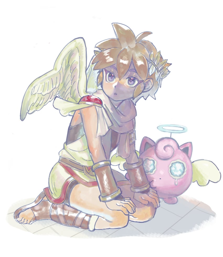 jigglypuff and pit (pokemon and 3 more) drawn by dancho_no_mori