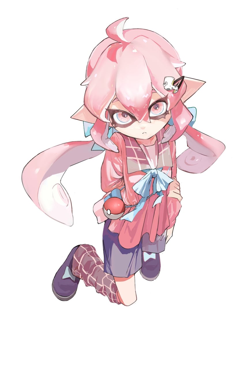 inkling player character and inkling girl (pokemon and 1 more) drawn by lantern_madoyoi