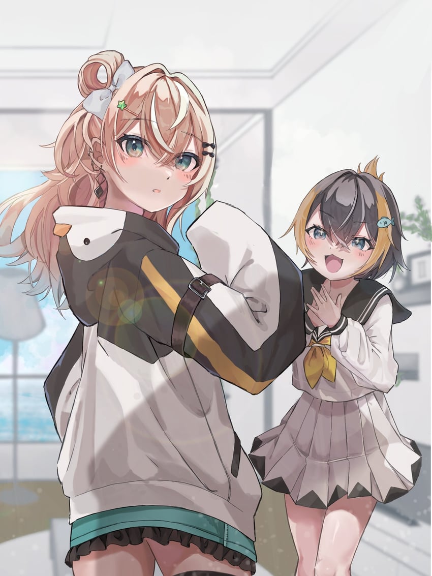 petra gurin and igarashi rika (nijisanji and 1 more) drawn by penta_(pepepen_28)