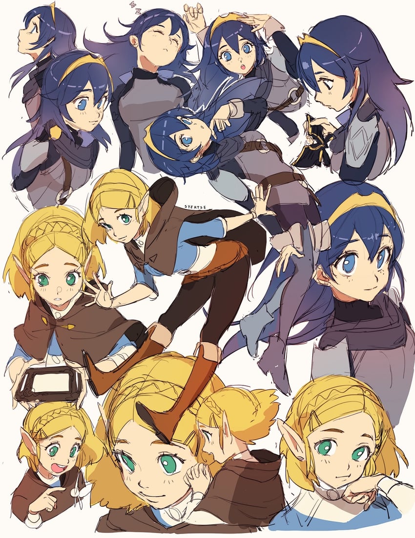 princess zelda and lucina (fire emblem and 3 more) drawn by syertse