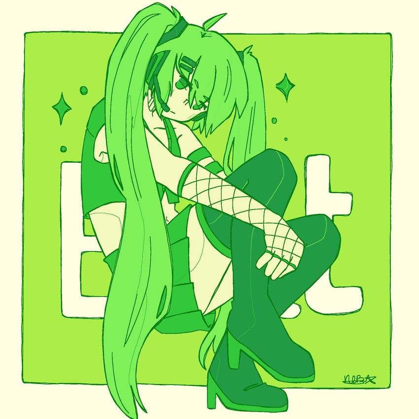 hatsune miku (vocaloid and 1 more) drawn by kosmonautkirbz