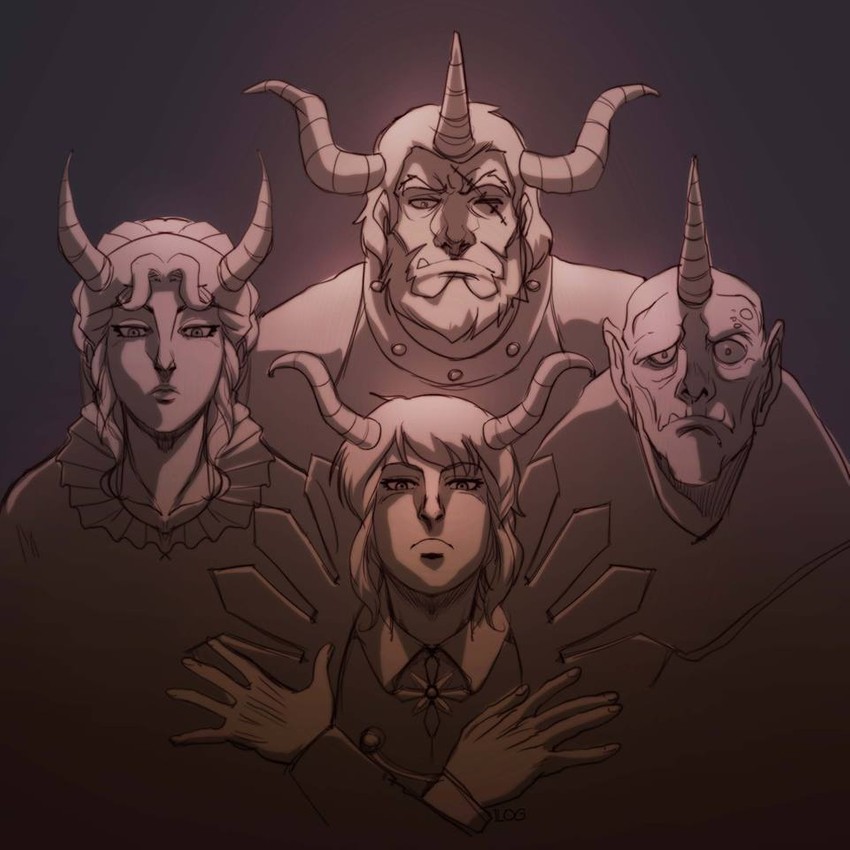 heinel, zuhl, katherine rii, and jangal rui (queen and 2 more) drawn by tagailog