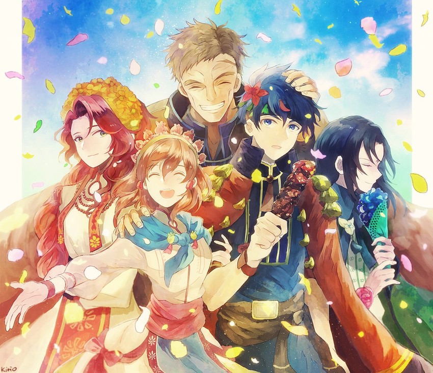 ike, soren, mist, titania, and greil (fire emblem and 2 more) drawn by okii
