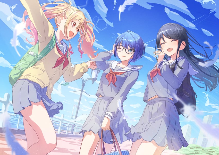 tenma saki, kiritani haruka, and hoshino ichika (project sekai) drawn by iluka