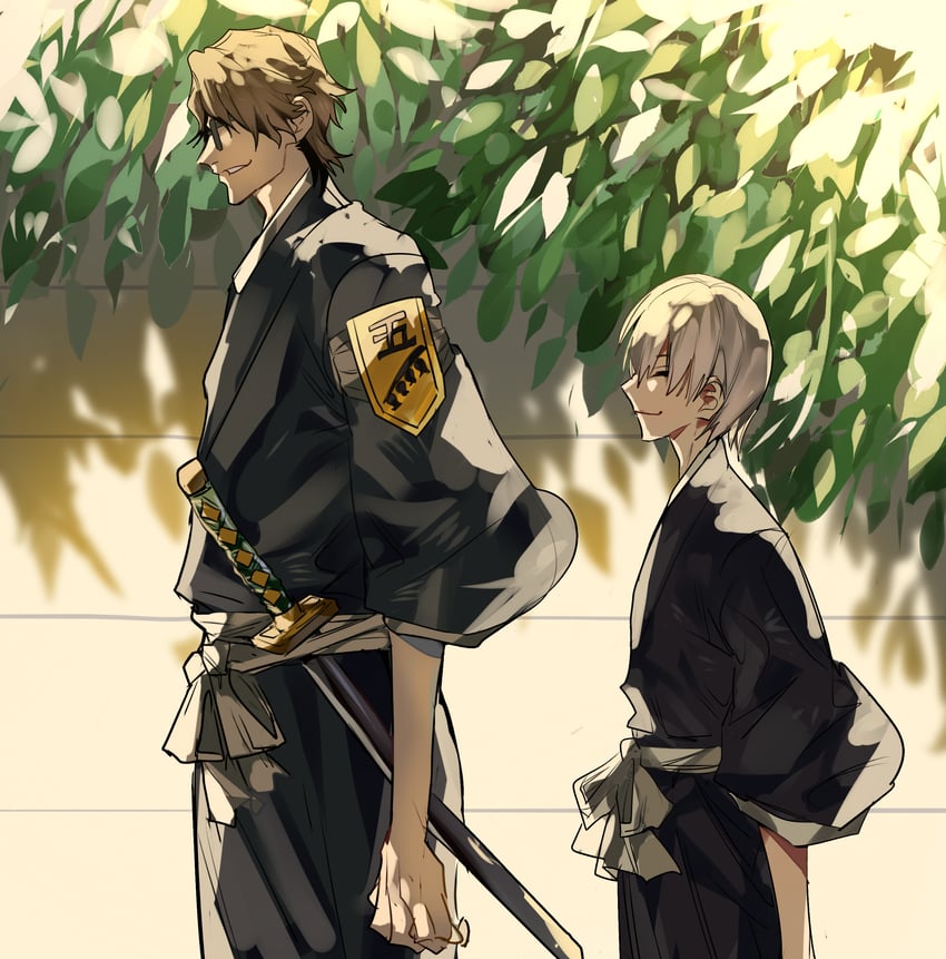 aizen sousuke and ichimaru gin (bleach and 1 more) drawn by xi_luo_an_ya