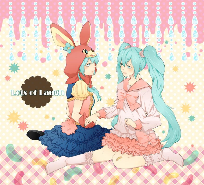 hatsune miku (vocaloid and 1 more) drawn by momoiro_oji