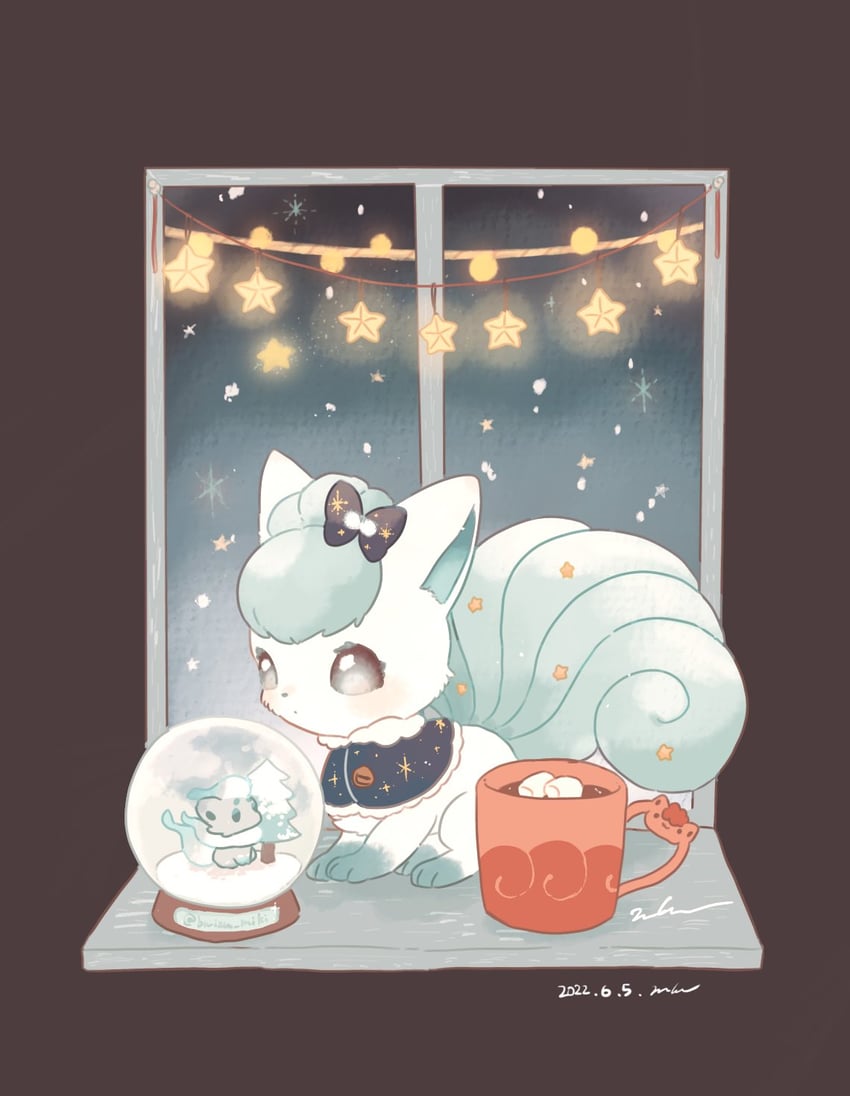 alolan vulpix and hisuian zorua (pokemon) drawn by mkt_(buizu-miki)