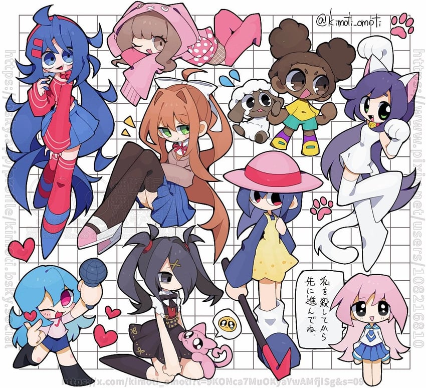 ame-chan, monika, mita, pien cat, andou natsumi, and 4 more (needy girl overdose and 7 more) drawn by kimoti_omoti