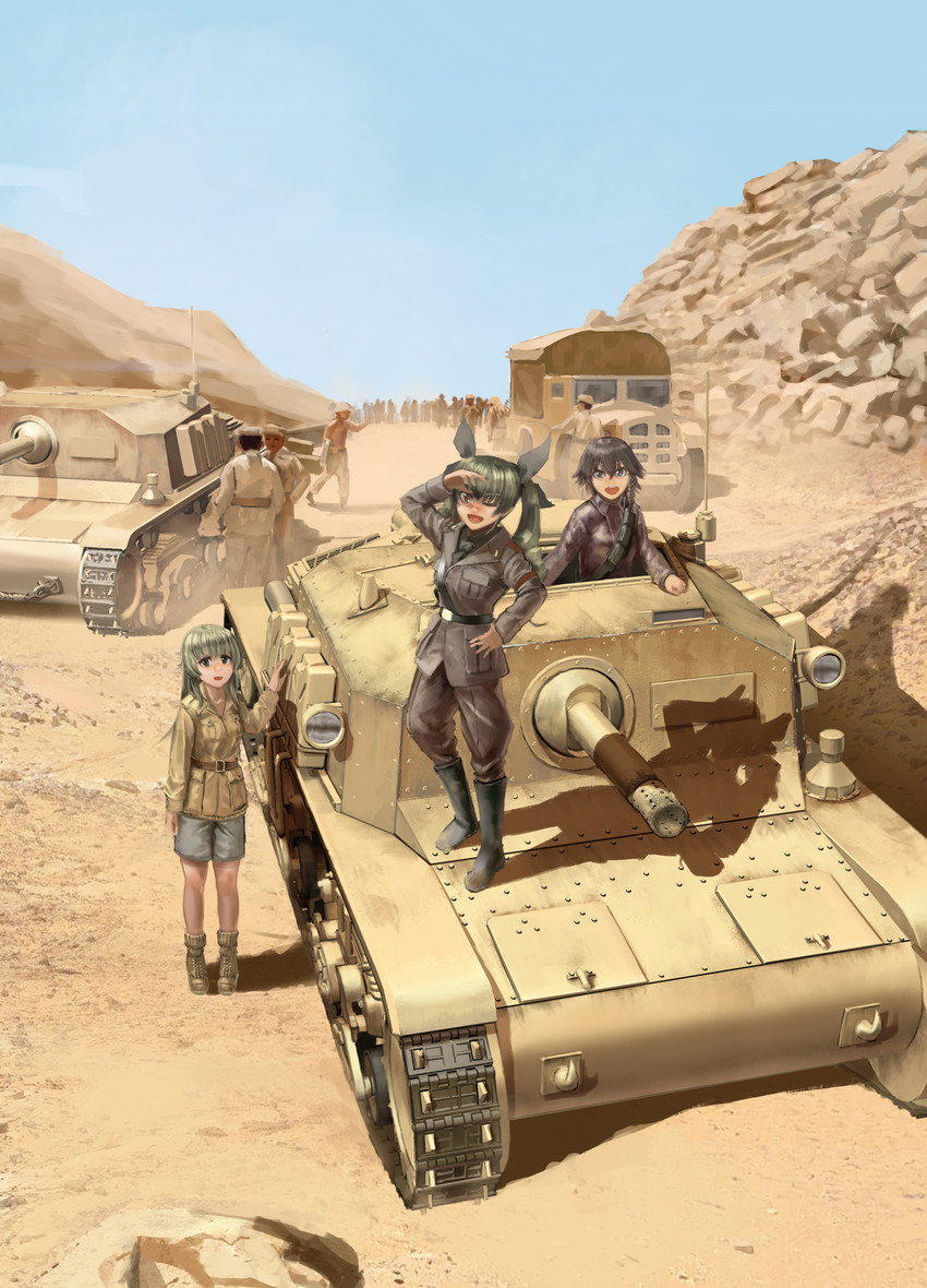 anchovy, pepperoni, and carpaccio (girls und panzer and 1 more) drawn by furukawa_herzer
