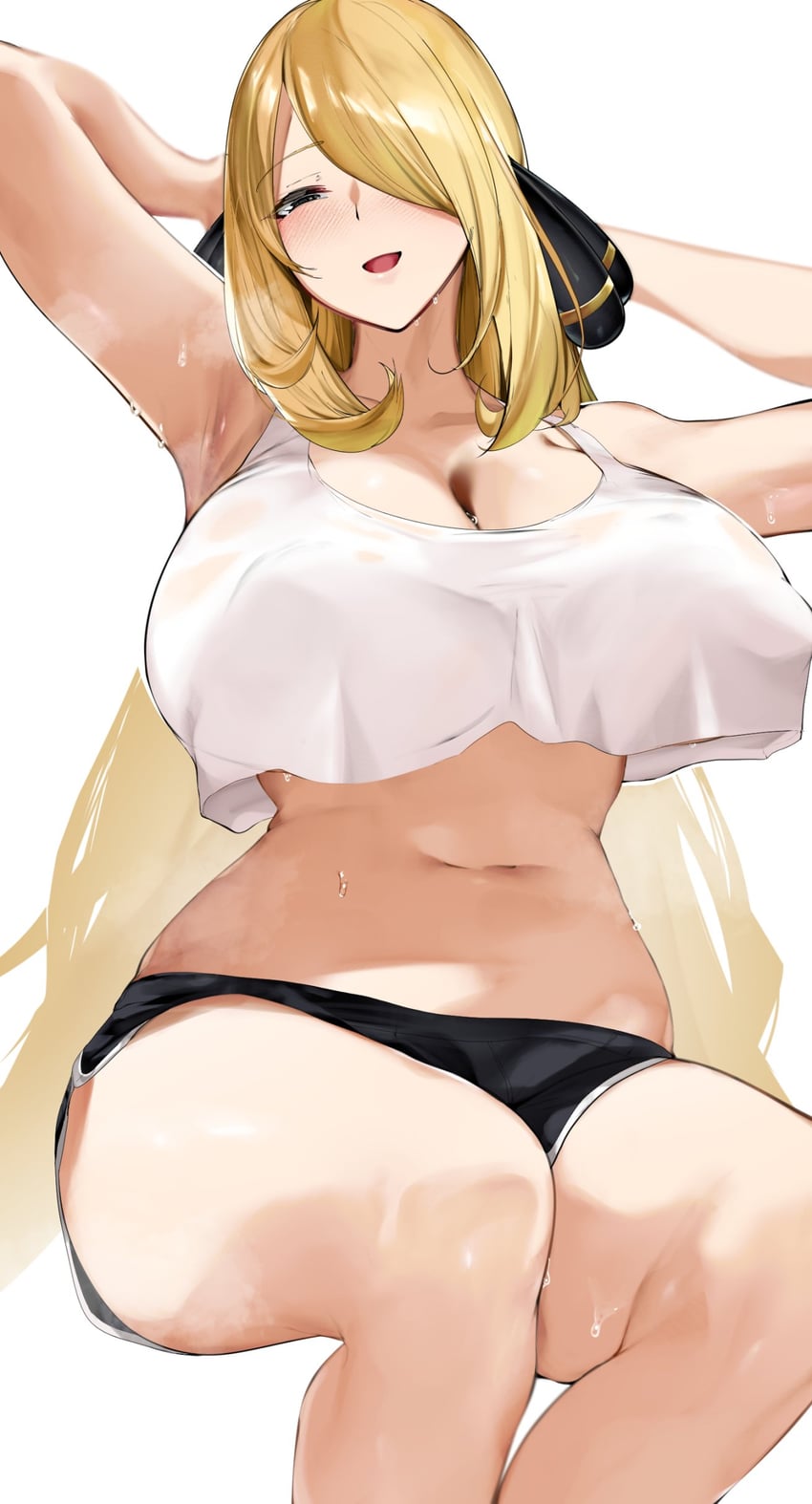 cynthia (pokemon and 1 more) drawn by yuuyuu_(yuuki1771)