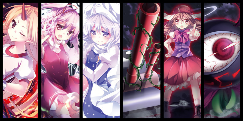 hoshiguma yuugi, letty whiterock, sara, rika, evil eye sigma, and 1 more (touhou) drawn by mikazuki_sara