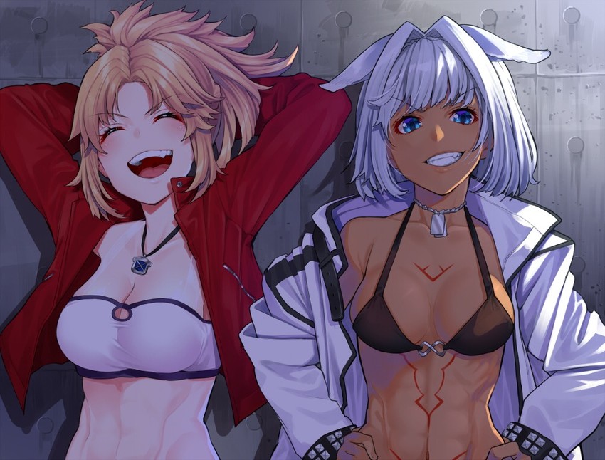 mordred and caenis (fate and 1 more) drawn by mikan_(chipstar182)