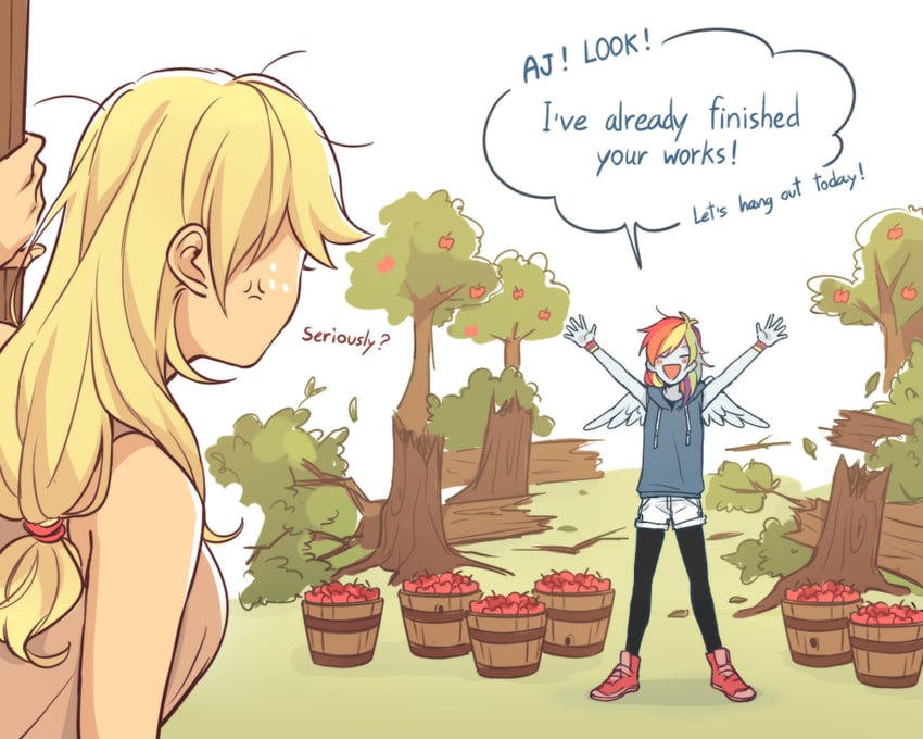 rainbow dash and applejack (my little pony and 2 more) drawn by dcon_34
