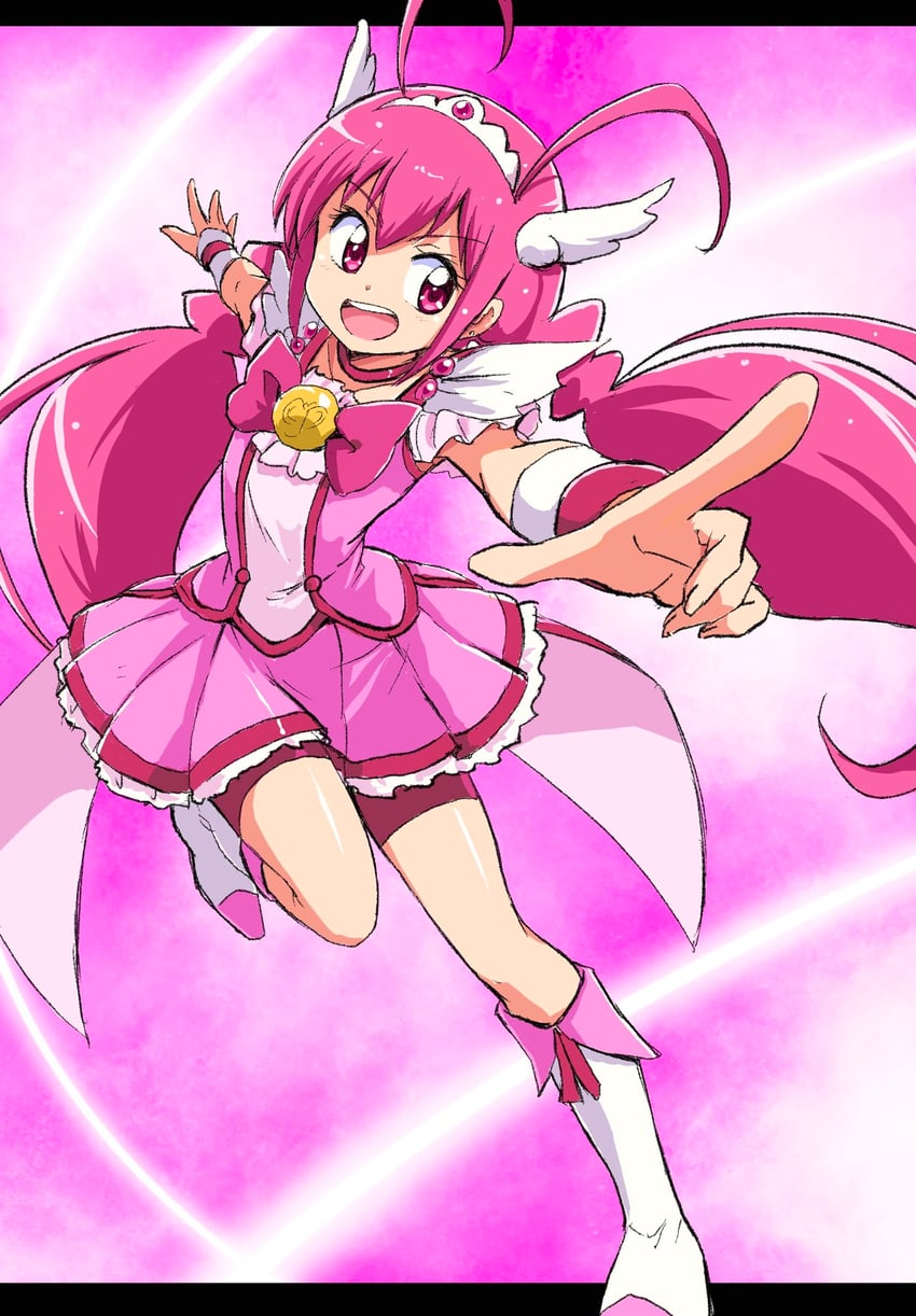 hoshizora miyuki and cure happy (precure and 1 more) drawn by uraki
