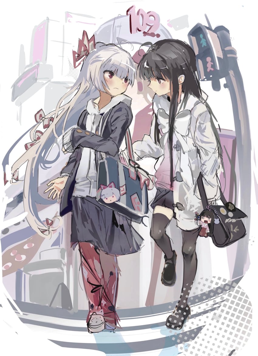 fujiwara no mokou and houraisan kaguya (touhou and 1 more) drawn by sesmkun