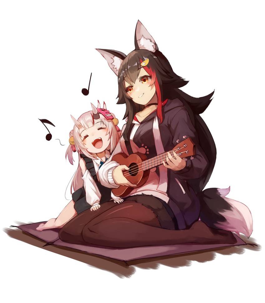 ookami mio and nakiri ayame (hololive) drawn by sue_(bg-bros)