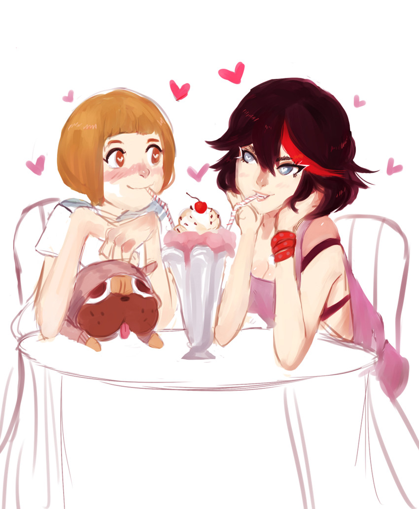 matoi ryuuko, mankanshoku mako, and guts (kill la kill) drawn by dragonaer123