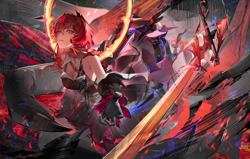surtr and laevatein (arknights and 1 more) drawn by xiaoraini