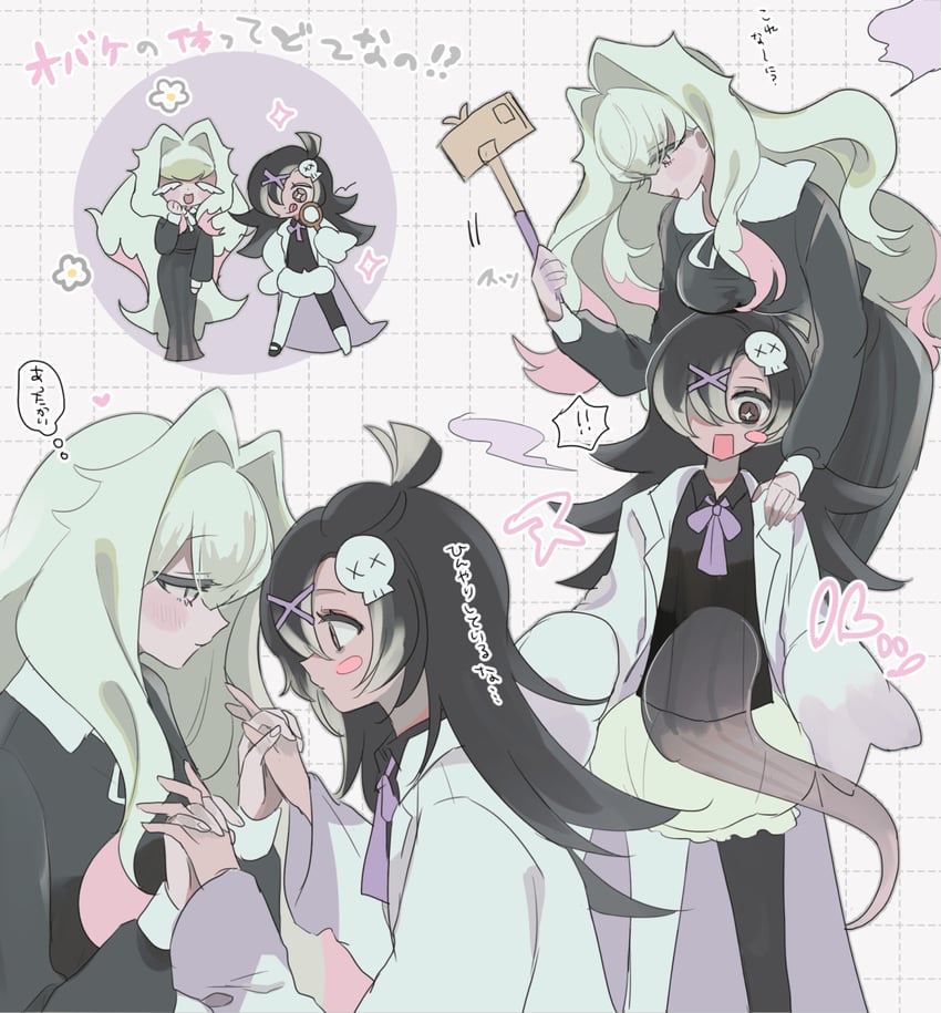 white ghost cookie and black garlic cookie (cookie run and 1 more) drawn by mamimumemo