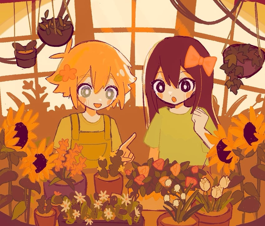basil and aubrey (omori) drawn by ninini_(happy_goody115)