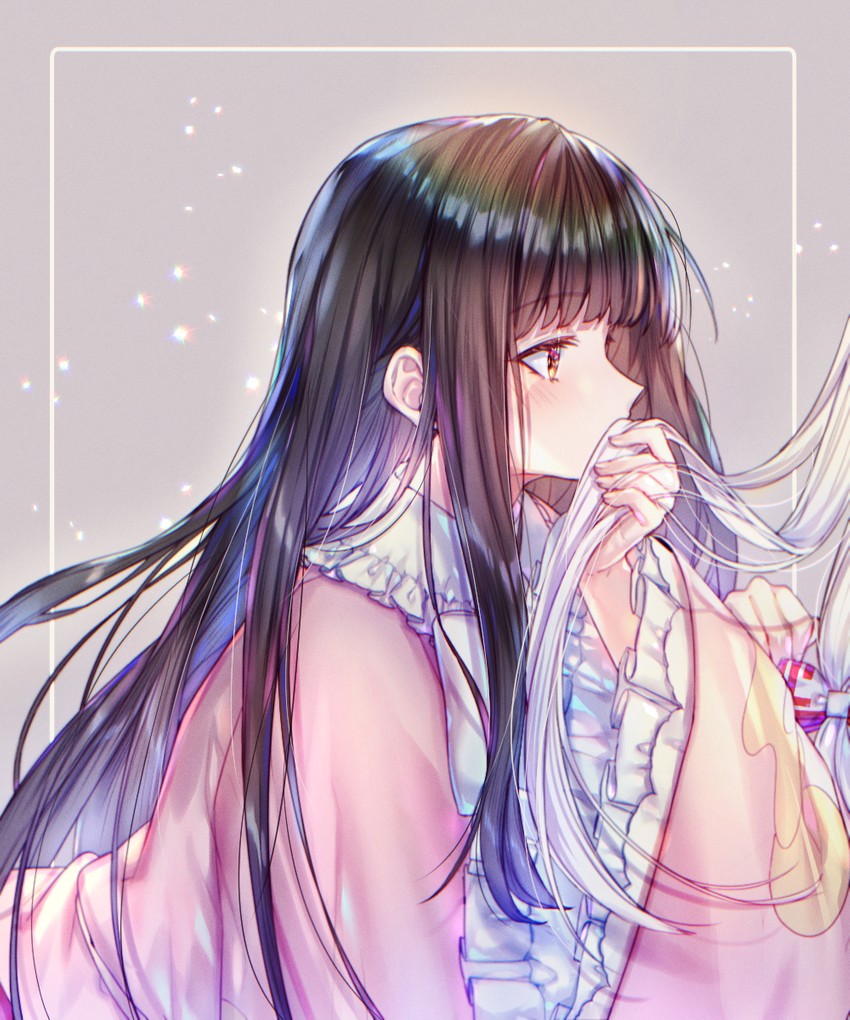 fujiwara no mokou and houraisan kaguya (touhou) drawn by here_(hr_rz_ggg)