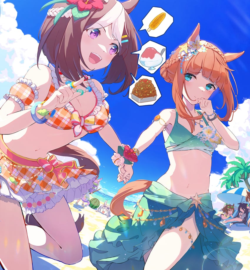 agnes tachyon, gold ship, mejiro mcqueen, silence suzuka, special week, and 2 more (umamusume) drawn by coffee1223