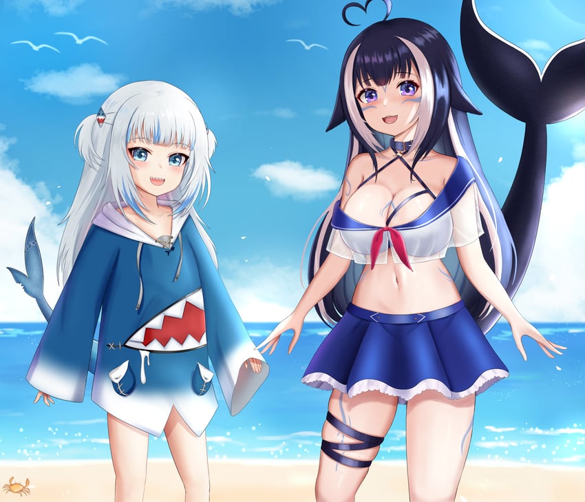 gawr gura and shylily (hololive and 2 more) drawn by sleeptopi