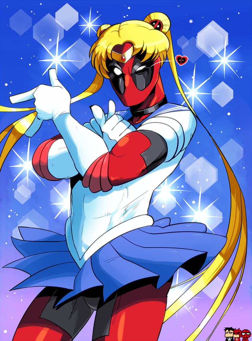sailor moon, deadpool, spider-man, daredevil, and the punisher (marvel and 3 more) drawn by rariatto_(ganguri)