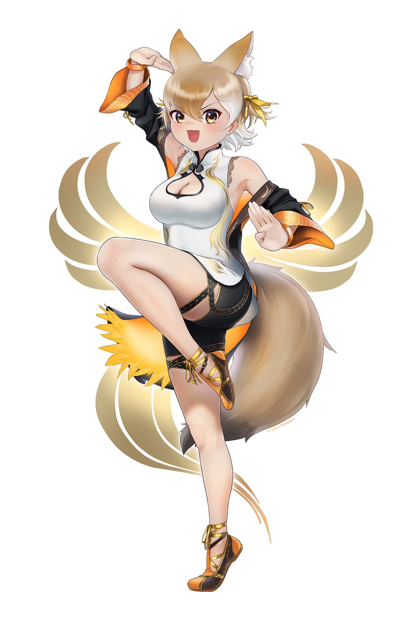 coyote and ling xiaoyu (kemono friends and 3 more) drawn by beleven