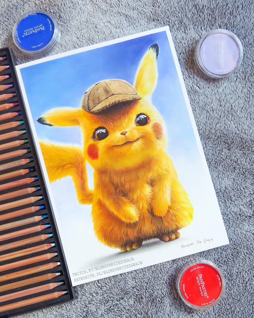 pikachu and detective pikachu (pokemon and 1 more) drawn by blondynkitezgraja