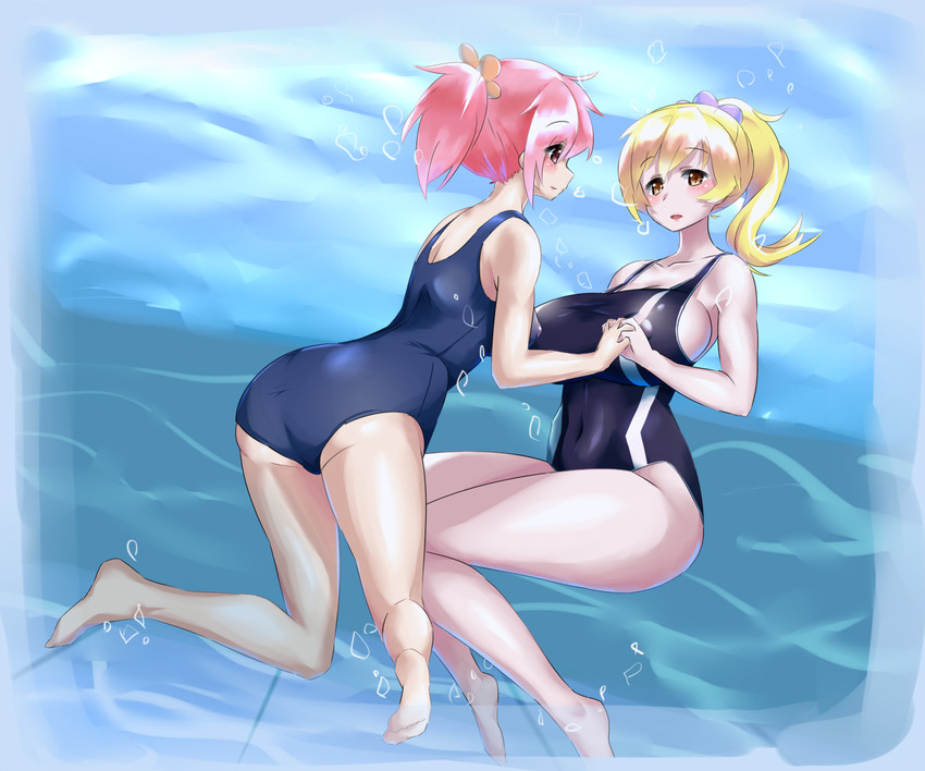 kaname madoka and tomoe mami (mahou shoujo madoka magica) drawn by mizuumi_(bb)