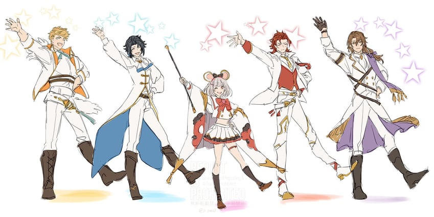 vikala, vane, percival, lancelot, and siegfried (granblue fantasy) drawn by tomo_(tomorag7)