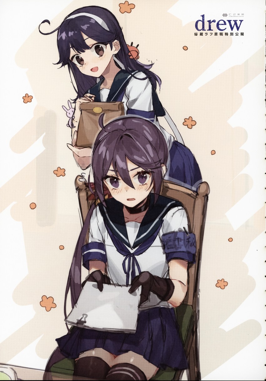 ushio, akebono, ushio kai ni, and akebono kai ni (kantai collection) drawn by drew_(drew213g)