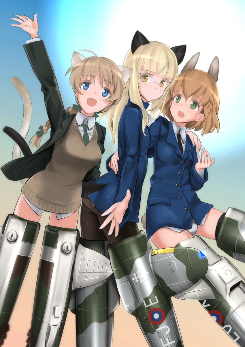 perrine h. clostermann, lynette bishop, and amelie planchard (world witches series and 2 more) drawn by aohashi_ame
