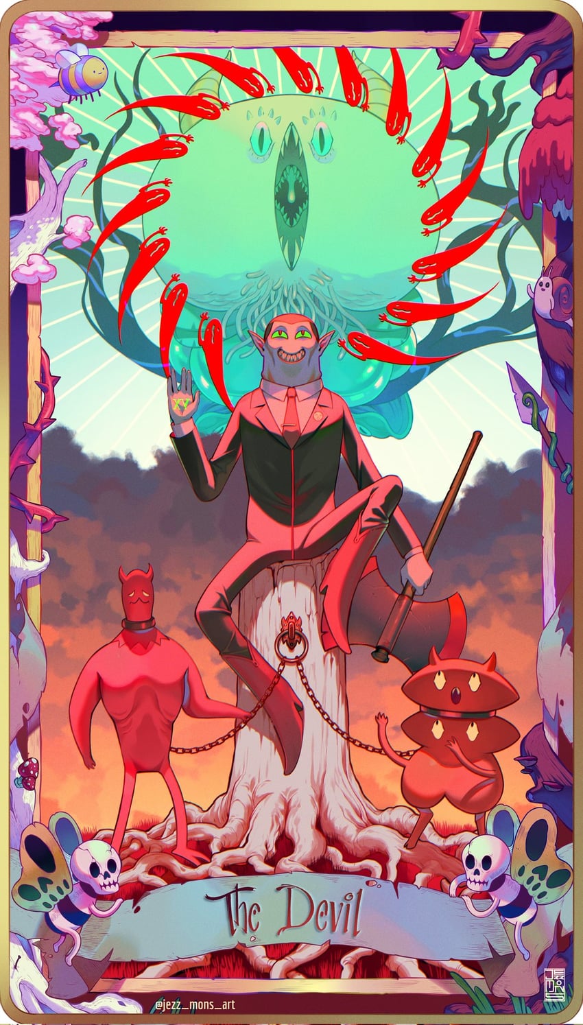 snail, skeleton butterfly, and hunson abadeer (adventure time) drawn by jezz_mons_art