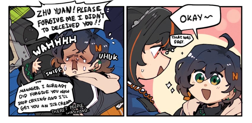 belle and zhu yuan (zenless zone zero) drawn by kinzaibatsu91