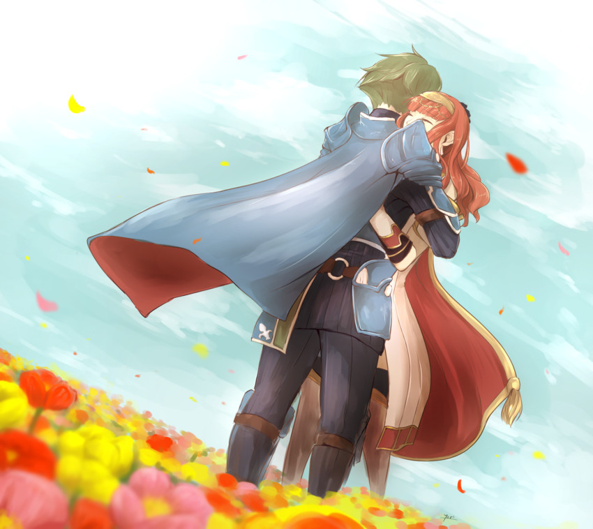 celica and alm (fire emblem and 1 more) drawn by yori_(a_a_yori)