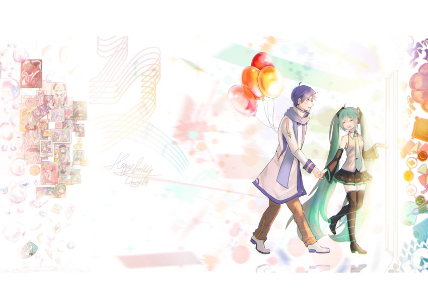 hatsune miku, kagamine rin, kagamine len, megurine luka, kaito, and 9 more (vocaloid and 7 more) drawn by libertyp