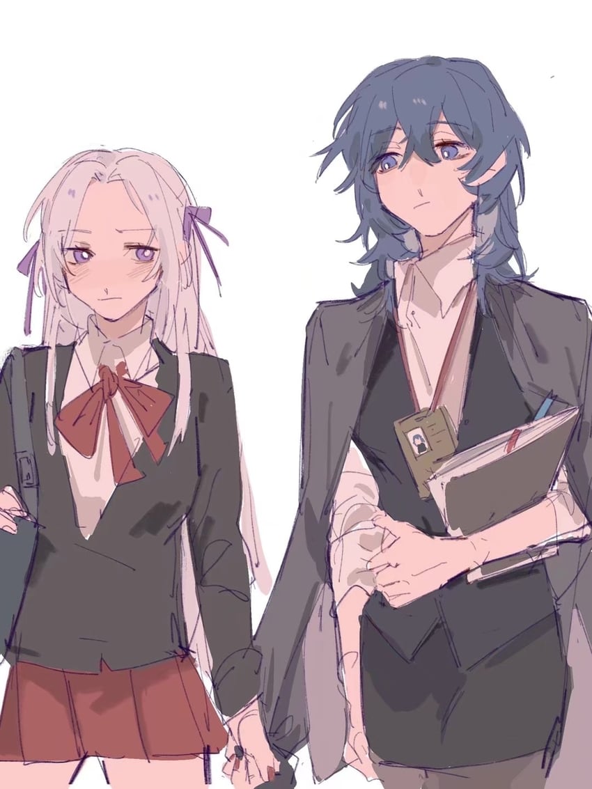 female byleth and edelgard von hresvelg (fire emblem and 1 more) drawn by lingyi