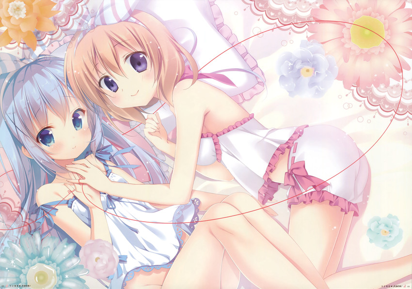 kafuu chino and hoto cocoa (gochuumon wa usagi desu ka?) drawn by korie_riko and mitsumomo_mamu