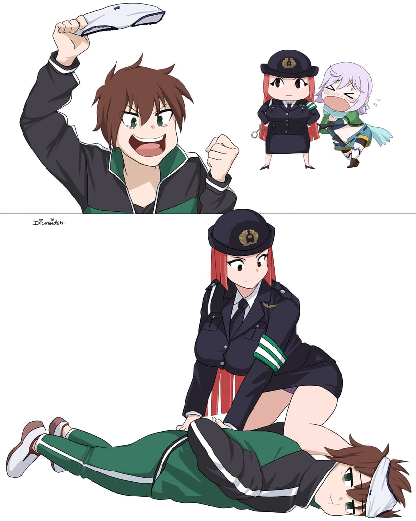 satou kazuma, chris, and aki-chan (original and 1 more) drawn by dismaiden