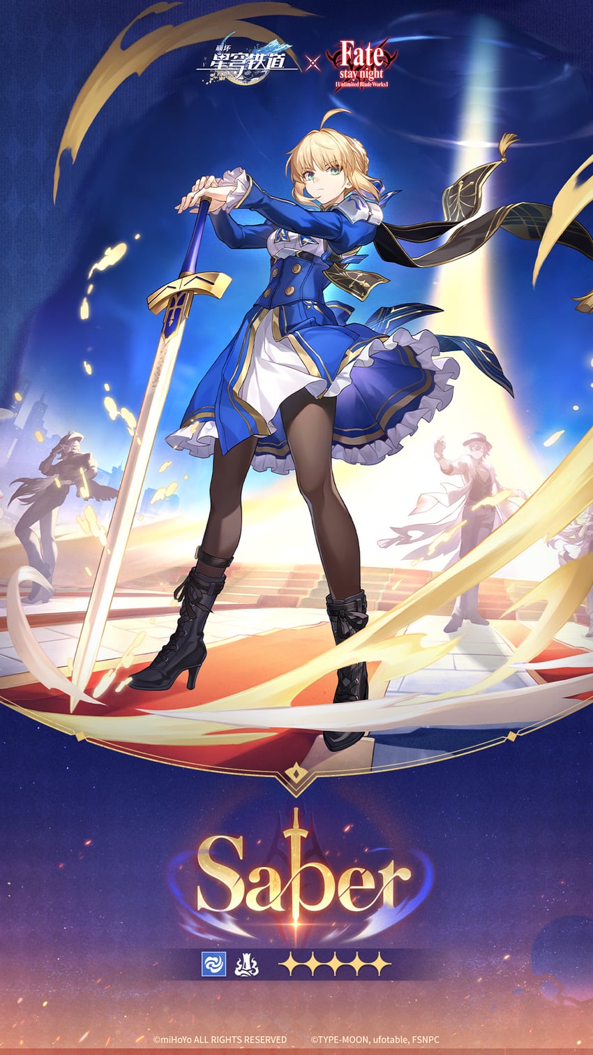 artoria pendragon, saber, robin, aventurine, and boothill (fate and 4 more)