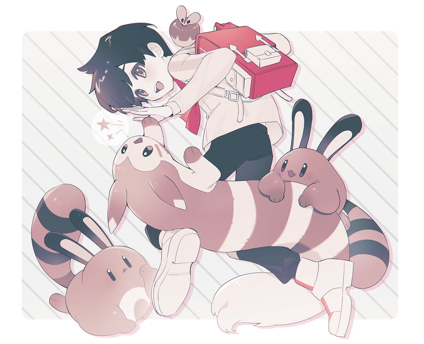 florian, furret, applin, and sentret (pokemon and 1 more) drawn by habu_(seiho_1334)