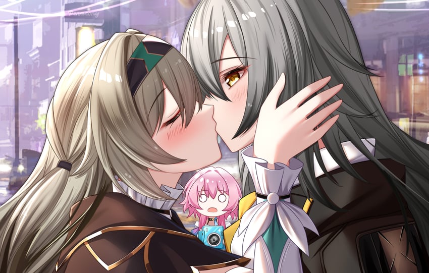 trailblazer, firefly, stelle, and march 7th (honkai and 1 more) drawn by flan_(f_l_an)